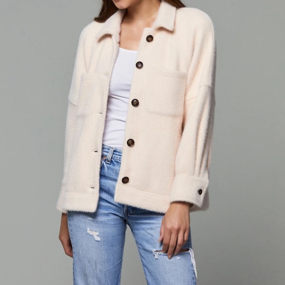 Anthropologie GREYLIN Jacket Shacket Oversized Button Down Off-White - Picture 3 of 14